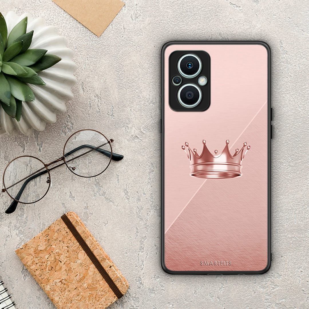 Θήκη Oppo Reno7 Lite Minimal Crown από τη Smartfits με σχέδιο στο πίσω μέρος και μαύρο περίβλημα | Oppo Reno7 Lite Minimal Crown Case with Colorful Back and Black Bezels