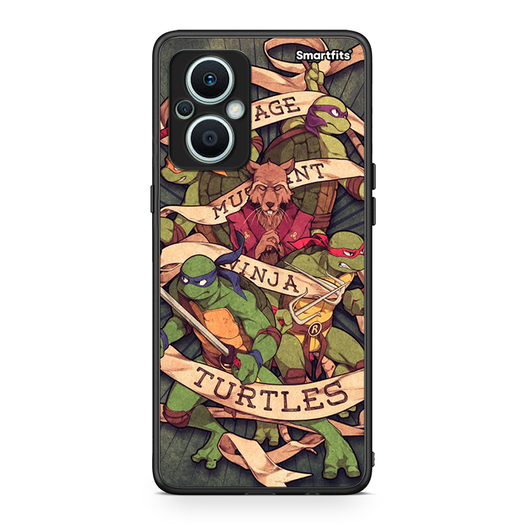 Θήκη Oppo Reno7 Lite Ninja Turtles από τη Smartfits με σχέδιο στο πίσω μέρος και μαύρο περίβλημα | Oppo Reno7 Lite Ninja Turtles Case with Colorful Back and Black Bezels