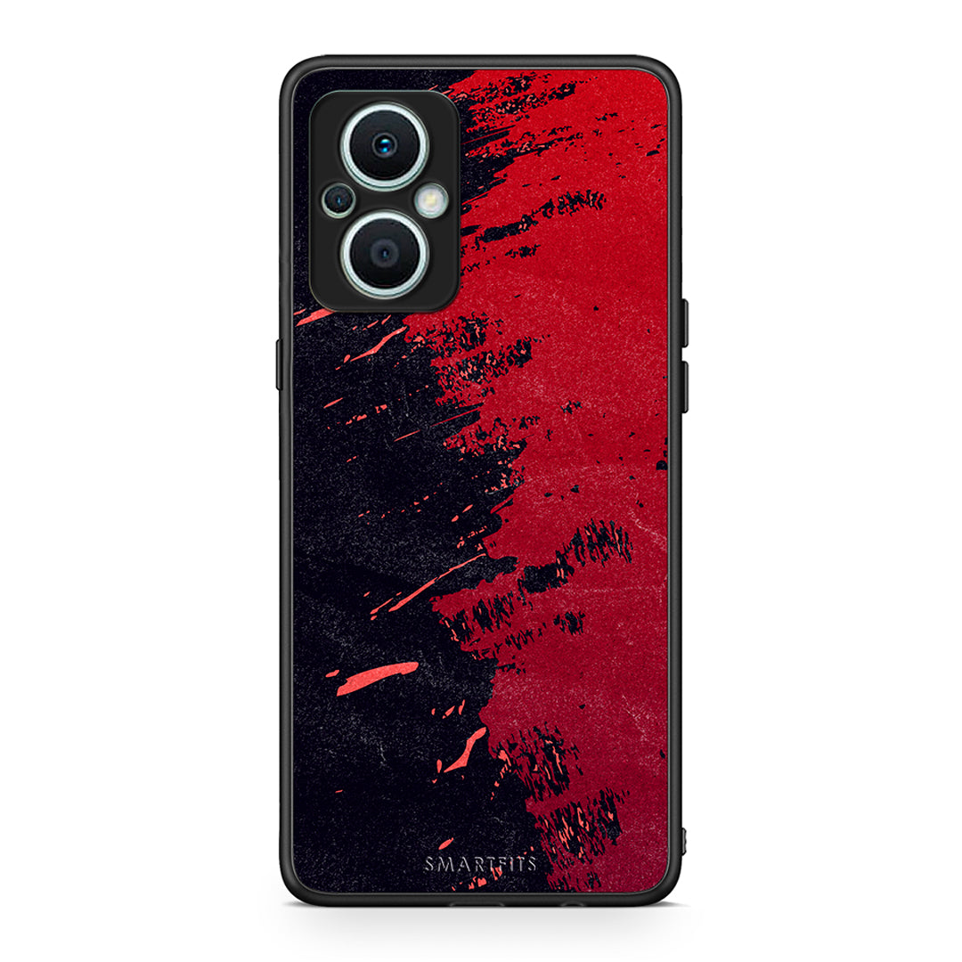Θήκη Oppo Reno7 Lite Red Paint από τη Smartfits με σχέδιο στο πίσω μέρος και μαύρο περίβλημα | Oppo Reno7 Lite Red Paint Case with Colorful Back and Black Bezels