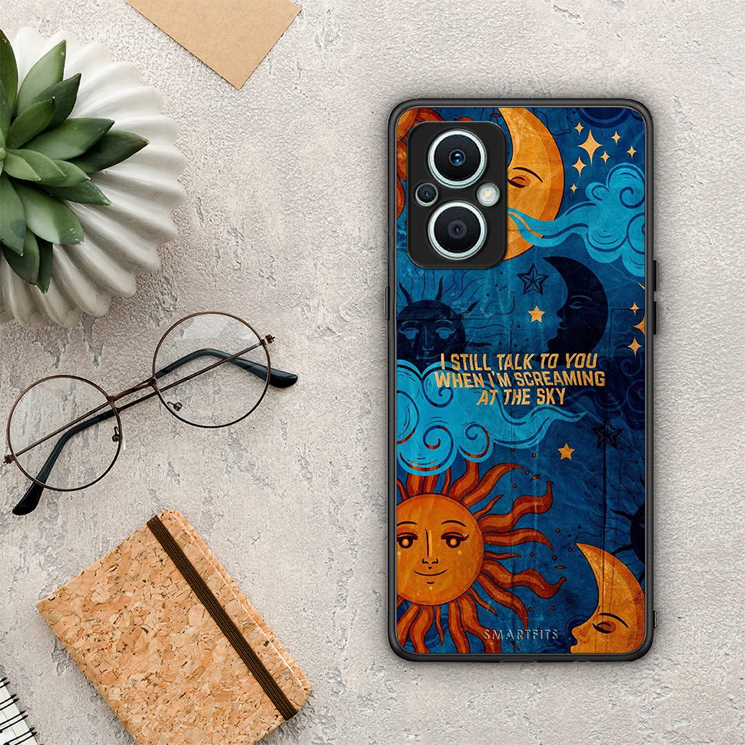 Θήκη Oppo Reno7 Lite Screaming Sky από τη Smartfits με σχέδιο στο πίσω μέρος και μαύρο περίβλημα | Oppo Reno7 Lite Screaming Sky Case with Colorful Back and Black Bezels