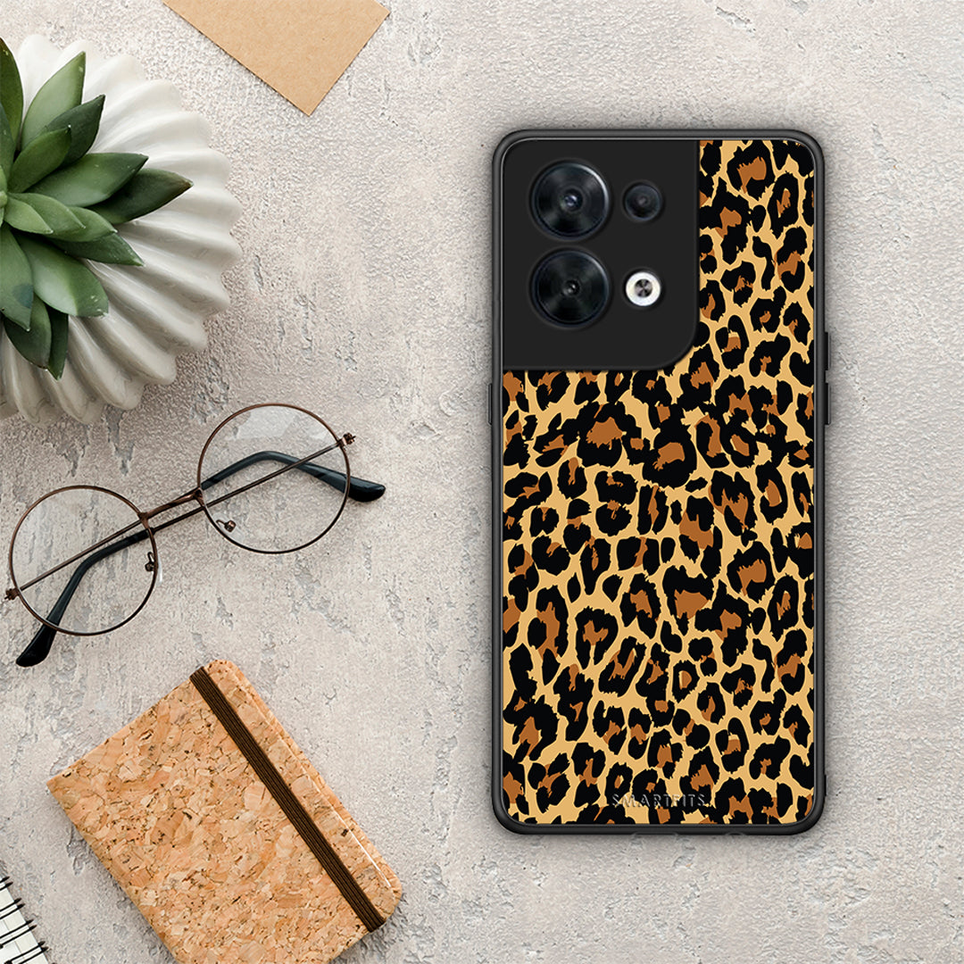 Θήκη Oppo Reno8 5G Animal Leopard από τη Smartfits με σχέδιο στο πίσω μέρος και μαύρο περίβλημα | Oppo Reno8 5G Animal Leopard Case with Colorful Back and Black Bezels