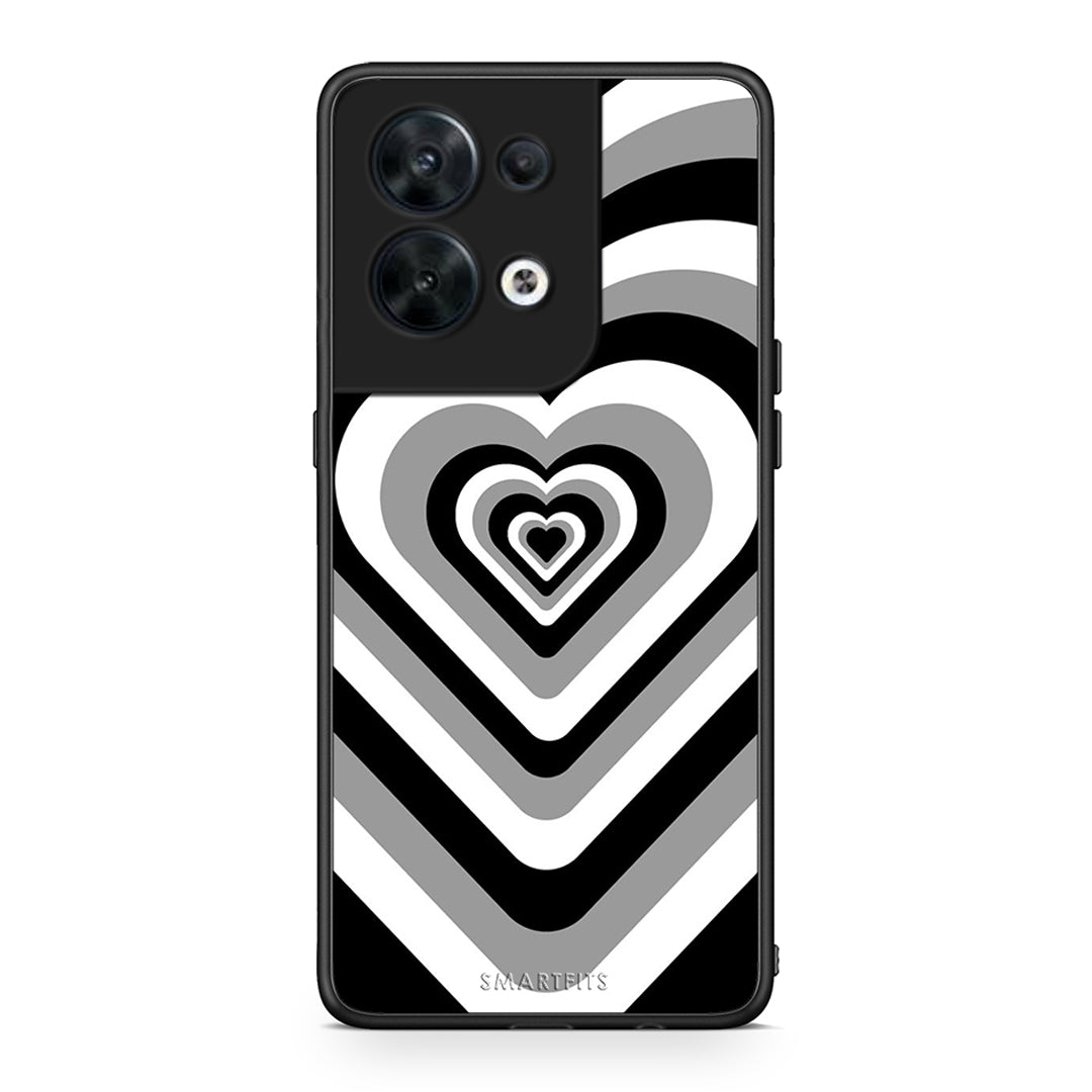 Θήκη Oppo Reno8 5G Black Hearts από τη Smartfits με σχέδιο στο πίσω μέρος και μαύρο περίβλημα | Oppo Reno8 5G Black Hearts Case with Colorful Back and Black Bezels