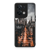Thumbnail for Θήκη Oppo Reno8 5G City Lights από τη Smartfits με σχέδιο στο πίσω μέρος και μαύρο περίβλημα | Oppo Reno8 5G City Lights Case with Colorful Back and Black Bezels