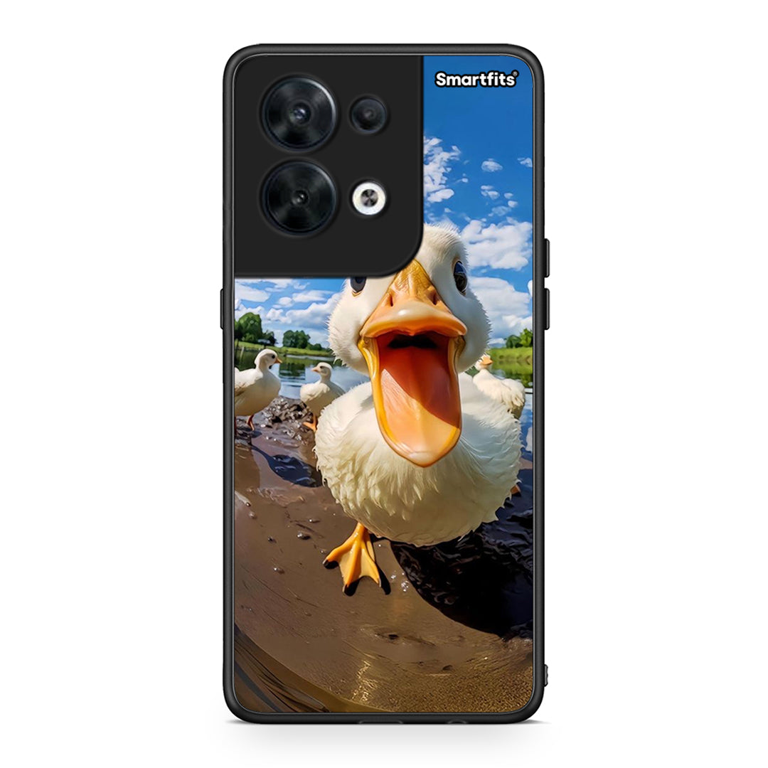 Θήκη Oppo Reno8 5G Duck Face από τη Smartfits με σχέδιο στο πίσω μέρος και μαύρο περίβλημα | Oppo Reno8 5G Duck Face Case with Colorful Back and Black Bezels