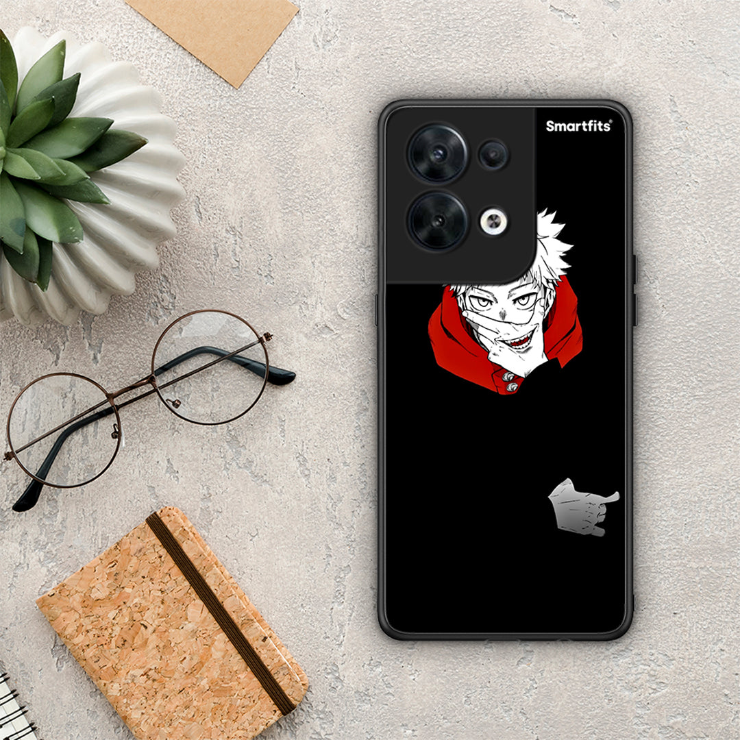 Θήκη Oppo Reno8 5G Itadori Anime από τη Smartfits με σχέδιο στο πίσω μέρος και μαύρο περίβλημα | Oppo Reno8 5G Itadori Anime Case with Colorful Back and Black Bezels
