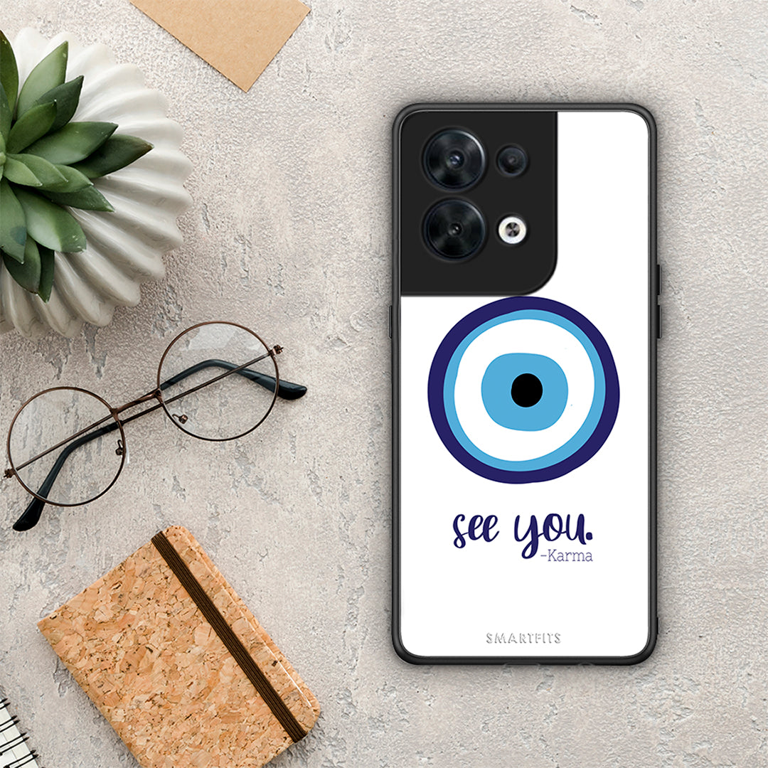 Θήκη Oppo Reno8 5G Karma Says από τη Smartfits με σχέδιο στο πίσω μέρος και μαύρο περίβλημα | Oppo Reno8 5G Karma Says Case with Colorful Back and Black Bezels