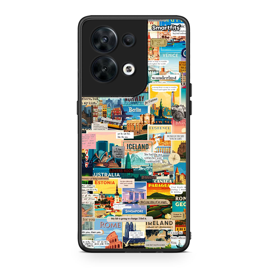 Θήκη Oppo Reno8 5G Live To Travel από τη Smartfits με σχέδιο στο πίσω μέρος και μαύρο περίβλημα | Oppo Reno8 5G Live To Travel Case with Colorful Back and Black Bezels