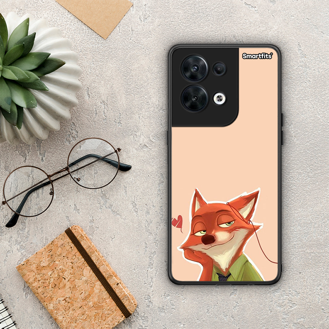 Θήκη Oppo Reno8 5G Nick Wilde And Judy Hopps Love 1 από τη Smartfits με σχέδιο στο πίσω μέρος και μαύρο περίβλημα | Oppo Reno8 5G Nick Wilde And Judy Hopps Love 1 Case with Colorful Back and Black Bezels
