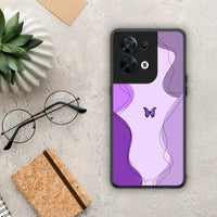 Thumbnail for Θήκη Oppo Reno8 5G Purple Mariposa από τη Smartfits με σχέδιο στο πίσω μέρος και μαύρο περίβλημα | Oppo Reno8 5G Purple Mariposa Case with Colorful Back and Black Bezels