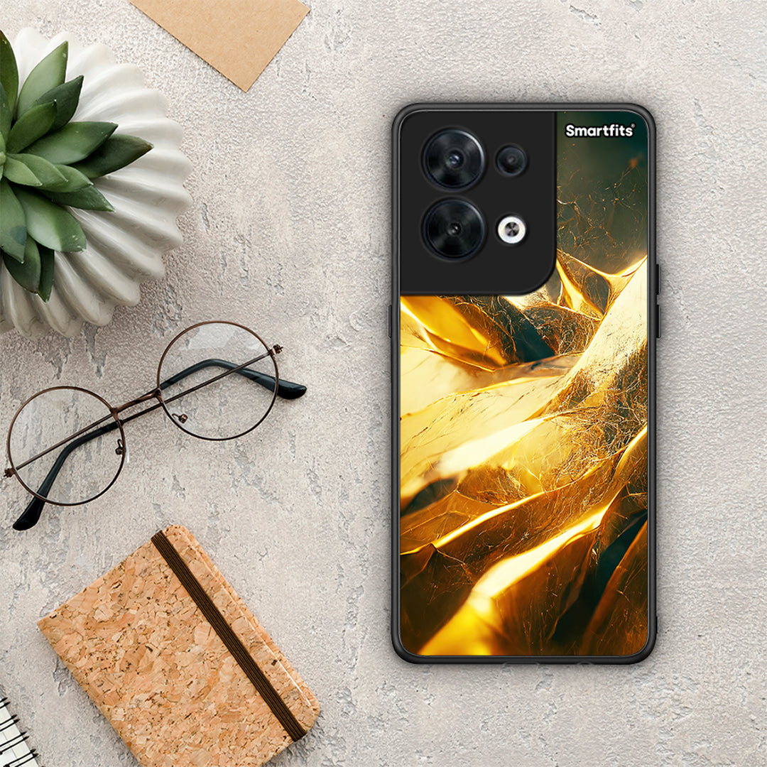 Θήκη Oppo Reno8 5G Real Gold από τη Smartfits με σχέδιο στο πίσω μέρος και μαύρο περίβλημα | Oppo Reno8 5G Real Gold Case with Colorful Back and Black Bezels