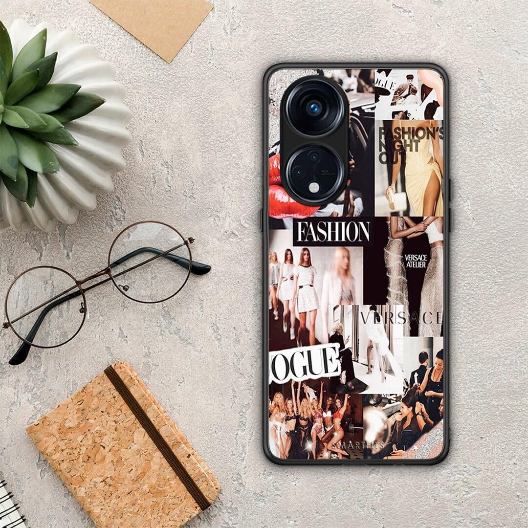 Θήκη Oppo Reno8T 5G / A1 Pro Collage Fashion από τη Smartfits με σχέδιο στο πίσω μέρος και μαύρο περίβλημα | Oppo Reno8T 5G / A1 Pro Collage Fashion Case with Colorful Back and Black Bezels