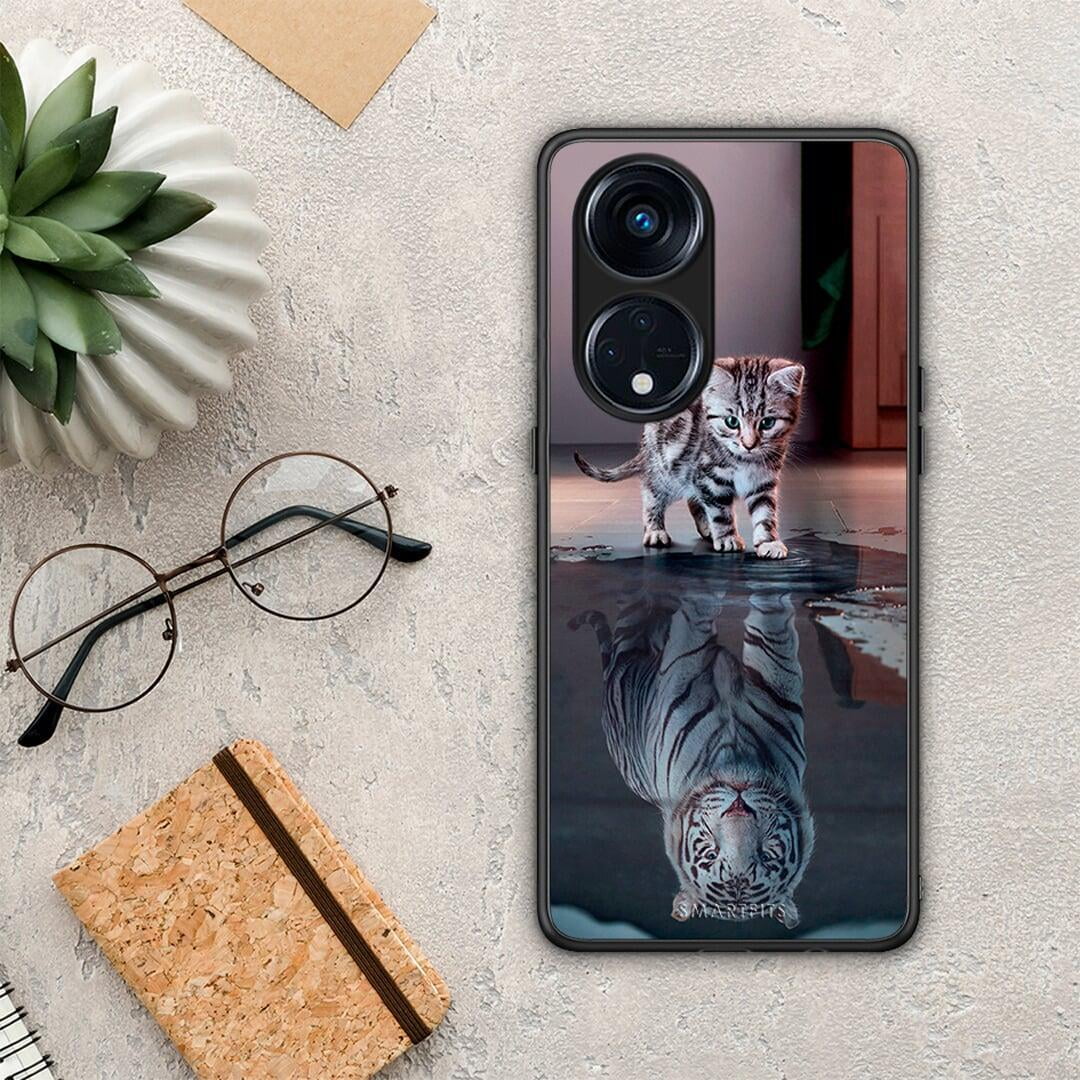 Θήκη Oppo Reno8T 5G / A1 Pro Cute Tiger από τη Smartfits με σχέδιο στο πίσω μέρος και μαύρο περίβλημα | Oppo Reno8T 5G / A1 Pro Cute Tiger Case with Colorful Back and Black Bezels