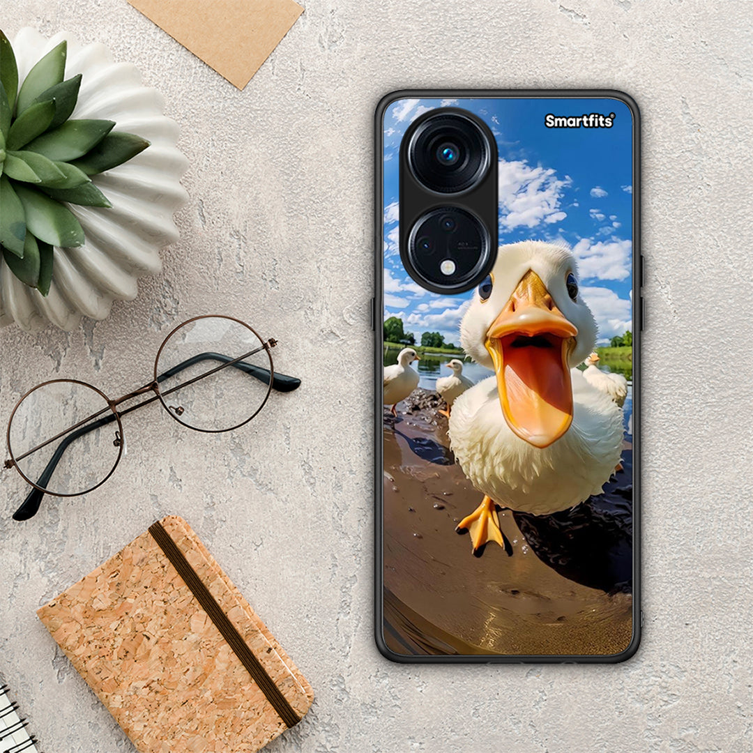 Θήκη Oppo Reno8T 5G / A1 Pro Duck Face από τη Smartfits με σχέδιο στο πίσω μέρος και μαύρο περίβλημα | Oppo Reno8T 5G / A1 Pro Duck Face Case with Colorful Back and Black Bezels