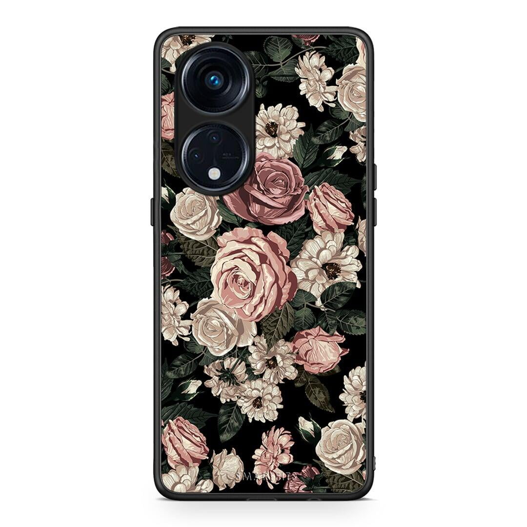 Θήκη Oppo Reno8T 5G / A98 Flower Wild Roses από τη Smartfits με σχέδιο στο πίσω μέρος και μαύρο περίβλημα | Oppo Reno8T 5G / A98 Flower Wild Roses Case with Colorful Back and Black Bezels