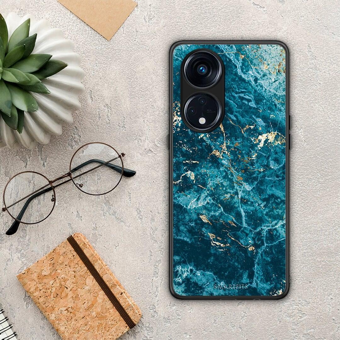 Θήκη Oppo Reno8T 5G / A1 Pro Marble Blue από τη Smartfits με σχέδιο στο πίσω μέρος και μαύρο περίβλημα | Oppo Reno8T 5G / A1 Pro Marble Blue Case with Colorful Back and Black Bezels