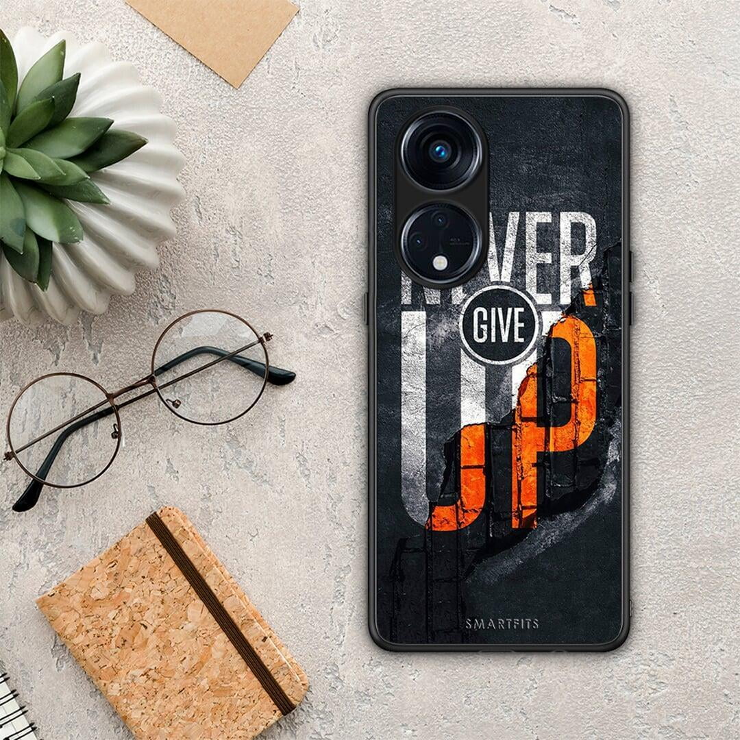 Θήκη Oppo Reno8T 5G / A1 Pro Never Give Up από τη Smartfits με σχέδιο στο πίσω μέρος και μαύρο περίβλημα | Oppo Reno8T 5G / A1 Pro Never Give Up Case with Colorful Back and Black Bezels