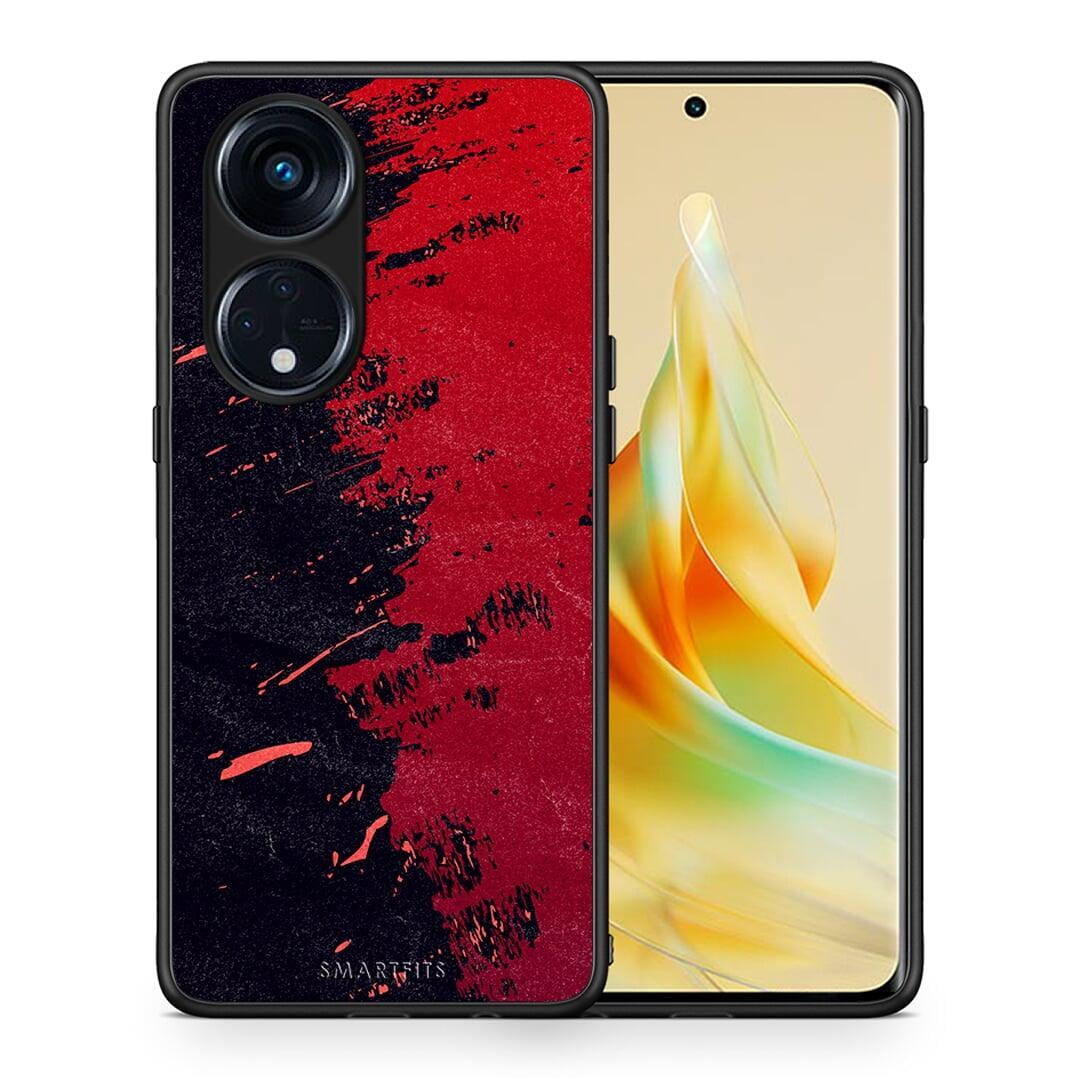 Θήκη Oppo Reno8T 5G / A98 Red Paint από τη Smartfits με σχέδιο στο πίσω μέρος και μαύρο περίβλημα | Oppo Reno8T 5G / A98 Red Paint Case with Colorful Back and Black Bezels