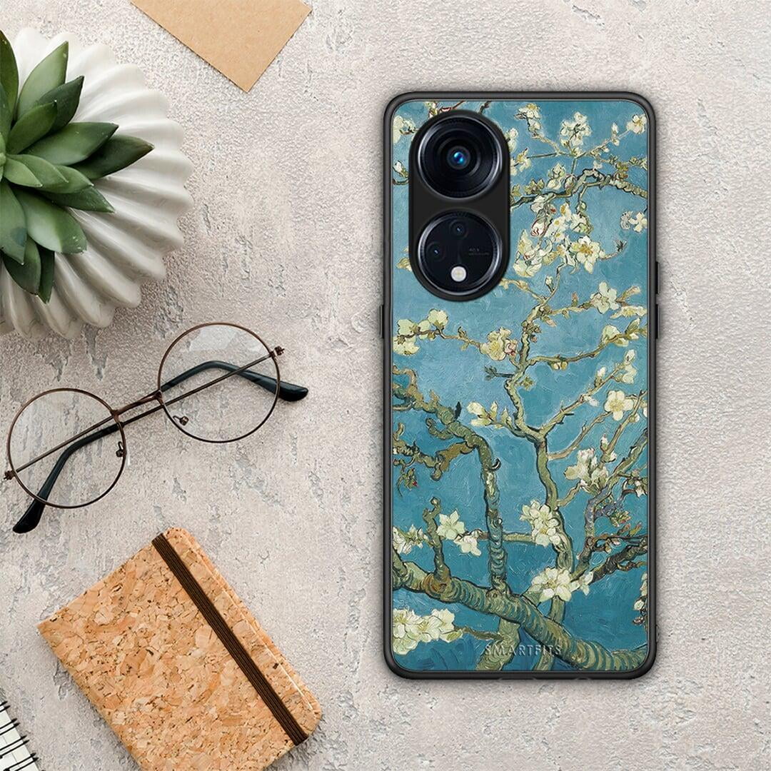 Θήκη Oppo Reno8T 5G / A1 Pro White Blossoms από τη Smartfits με σχέδιο στο πίσω μέρος και μαύρο περίβλημα | Oppo Reno8T 5G / A1 Pro White Blossoms Case with Colorful Back and Black Bezels