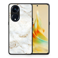 Thumbnail for Θήκη Oppo Reno8T 5G / A98 White Gold Marble από τη Smartfits με σχέδιο στο πίσω μέρος και μαύρο περίβλημα | Oppo Reno8T 5G / A98 White Gold Marble Case with Colorful Back and Black Bezels