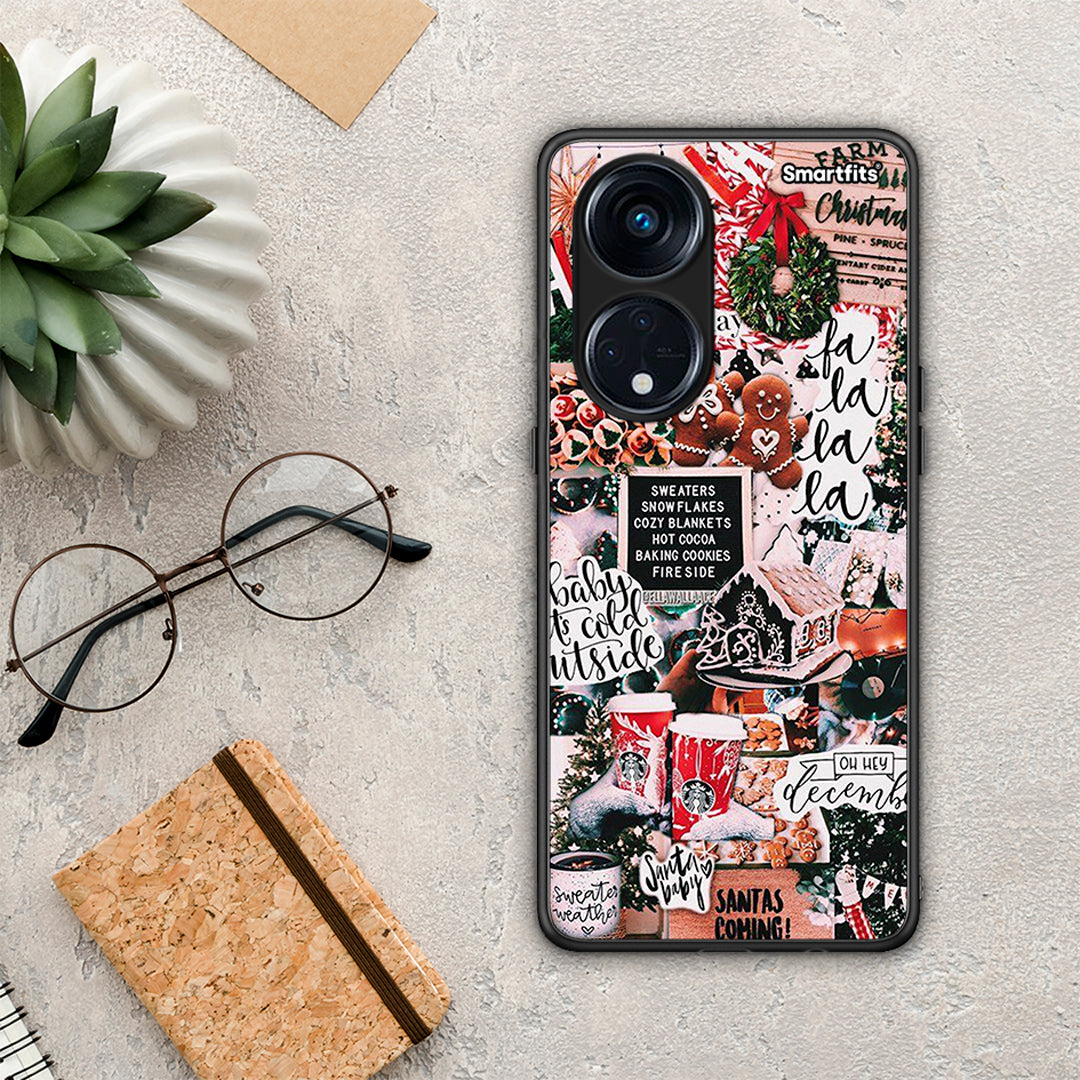 Θήκη Oppo Reno8T 5G / A1 Pro Xmas Habbits από τη Smartfits με σχέδιο στο πίσω μέρος και μαύρο περίβλημα | Oppo Reno8T 5G / A1 Pro Xmas Habbits Case with Colorful Back and Black Bezels