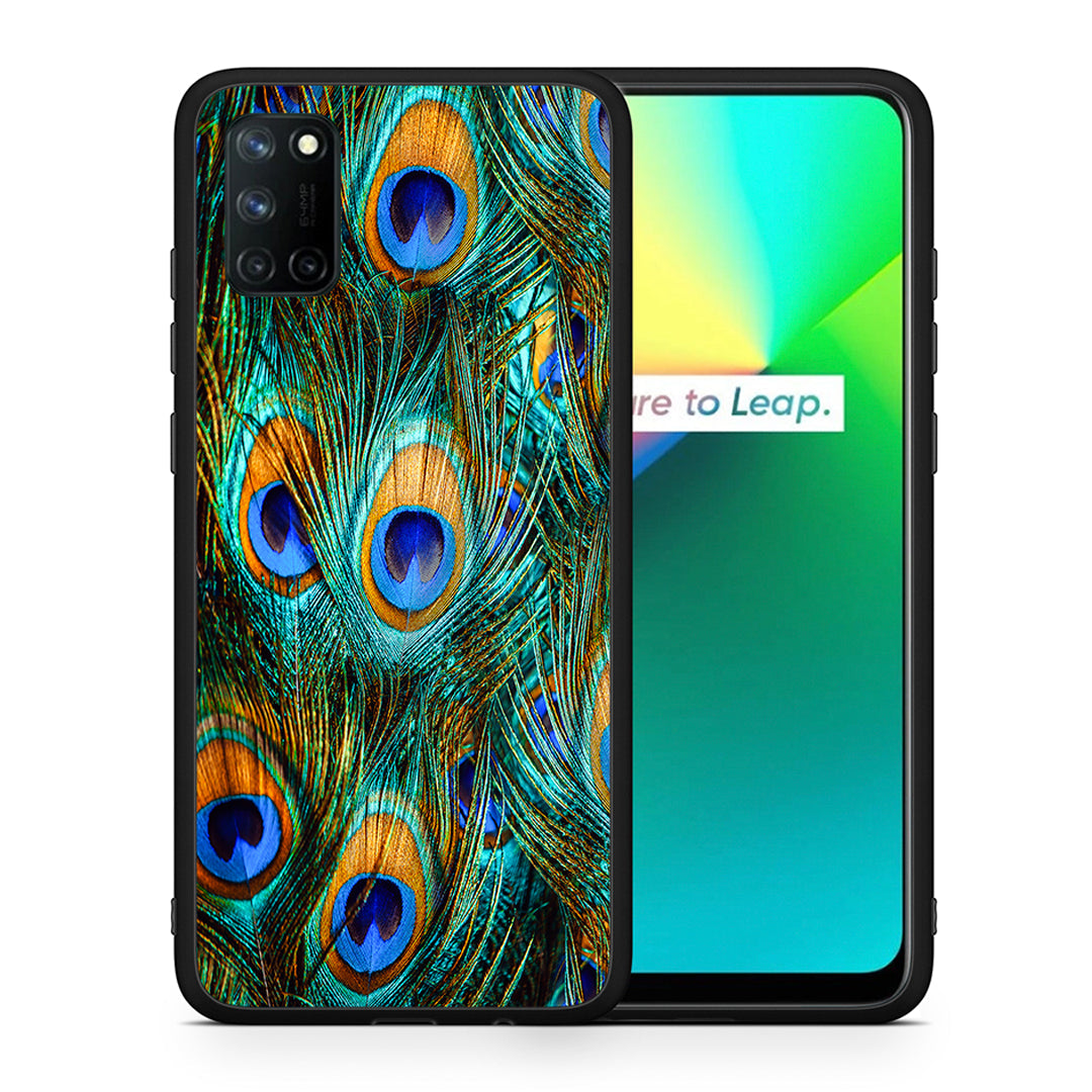 Θήκη Realme 7i Real Peacock Feathers Smartfits θήκες για κινητό 