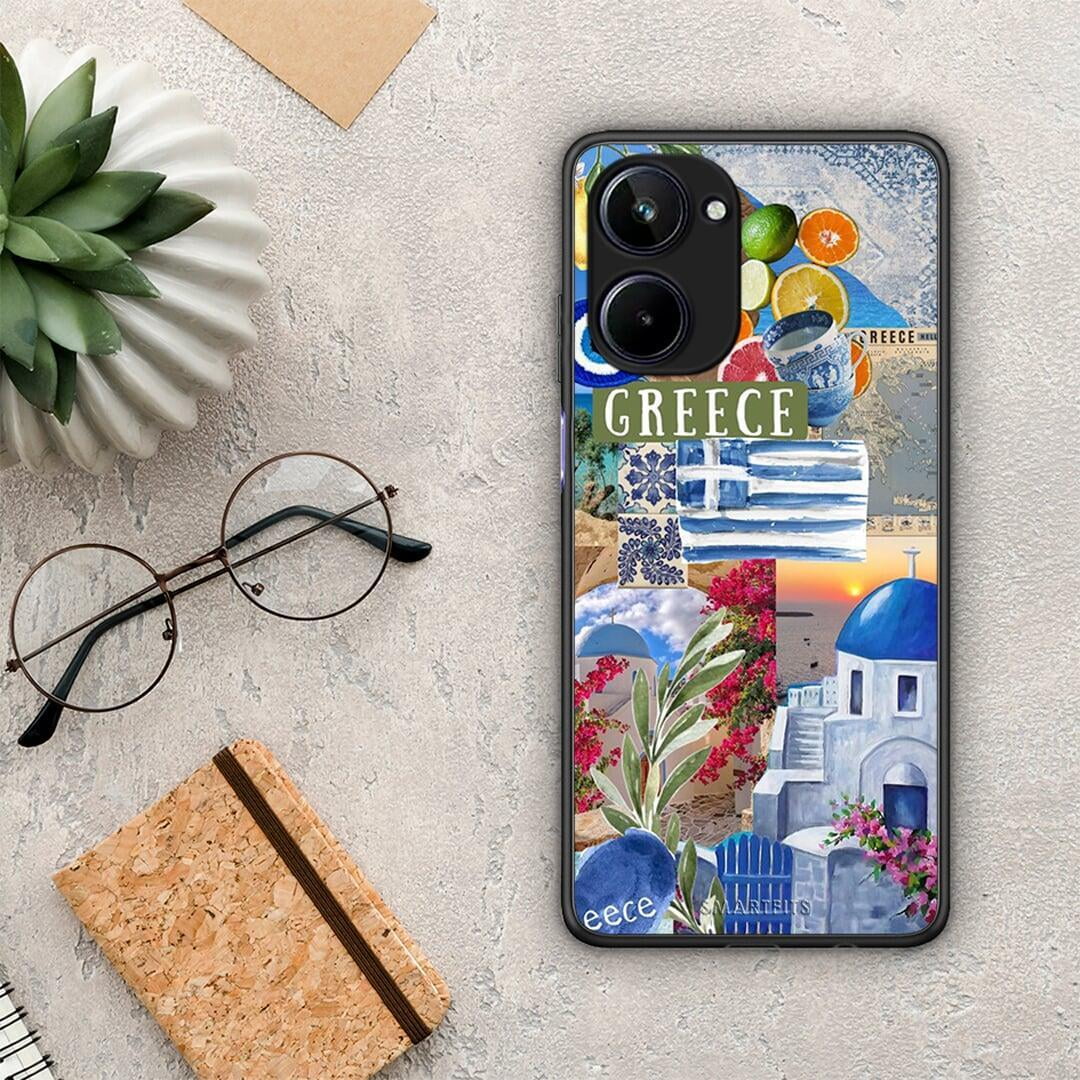 Θήκη Realme 10 All Greek από τη Smartfits με σχέδιο στο πίσω μέρος και μαύρο περίβλημα | Realme 10 All Greek Case with Colorful Back and Black Bezels