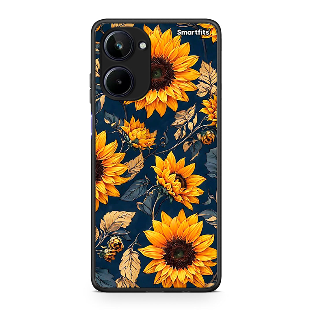 Θήκη Realme 10 Autumn Sunflowers από τη Smartfits με σχέδιο στο πίσω μέρος και μαύρο περίβλημα | Realme 10 Autumn Sunflowers Case with Colorful Back and Black Bezels