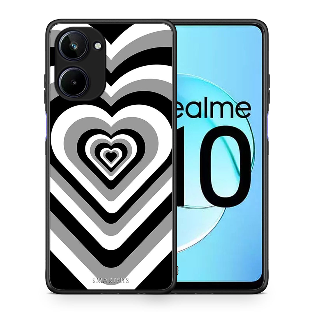 Θήκη Realme 10 Black Hearts από τη Smartfits με σχέδιο στο πίσω μέρος και μαύρο περίβλημα | Realme 10 Black Hearts Case with Colorful Back and Black Bezels
