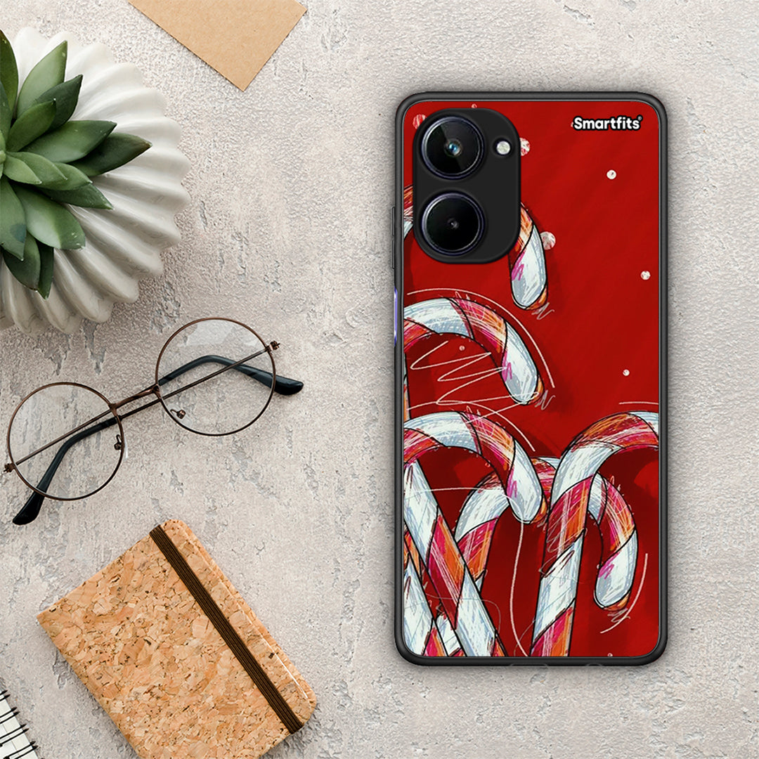 Θήκη Realme 10 Candy Cane από τη Smartfits με σχέδιο στο πίσω μέρος και μαύρο περίβλημα | Realme 10 Candy Cane Case with Colorful Back and Black Bezels