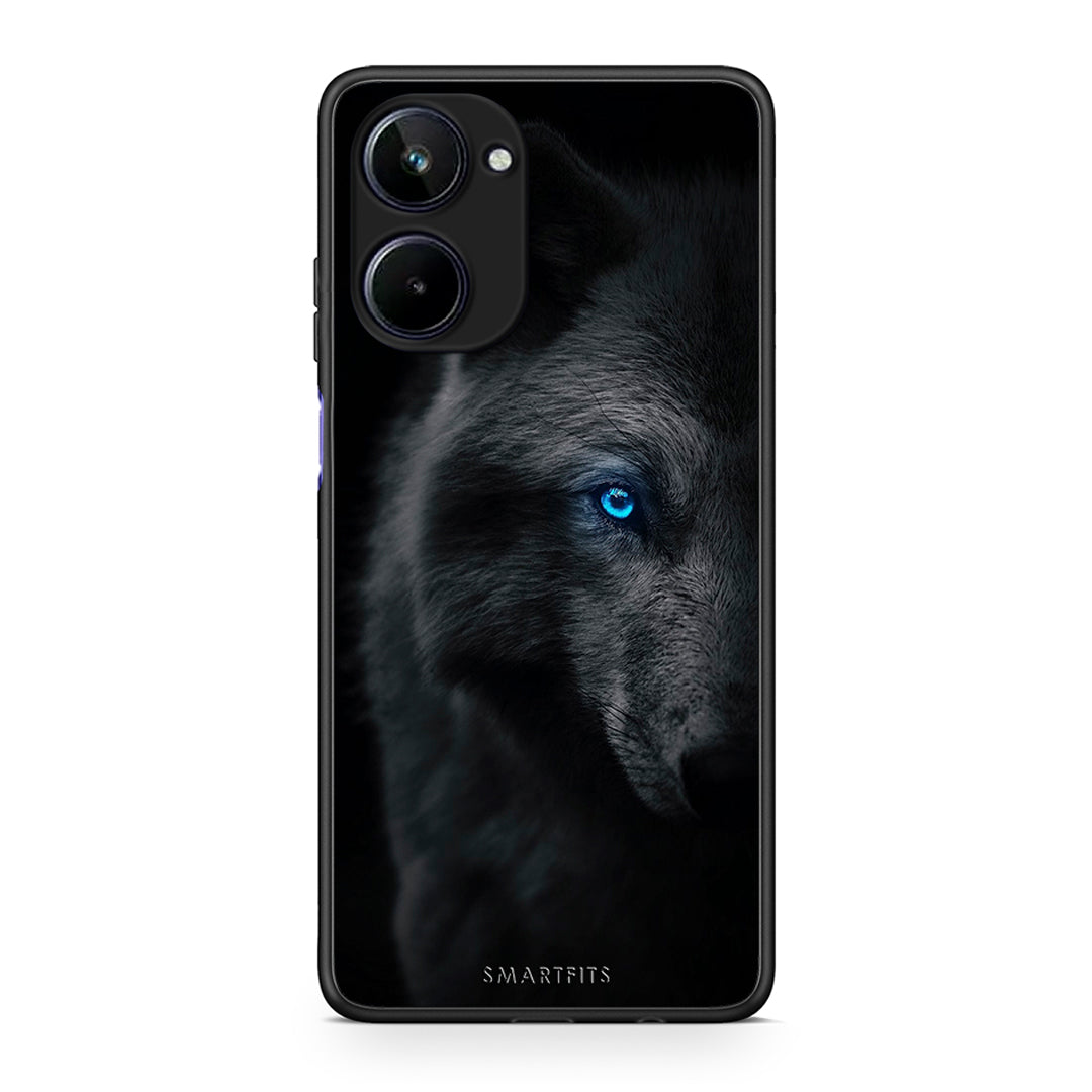 Θήκη Realme 10 Dark Wolf από τη Smartfits με σχέδιο στο πίσω μέρος και μαύρο περίβλημα | Realme 10 Dark Wolf Case with Colorful Back and Black Bezels