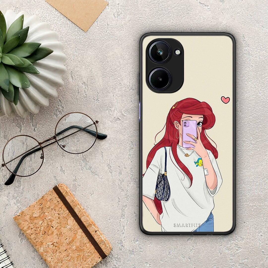 Θήκη Realme 10 Walking Mermaid από τη Smartfits με σχέδιο στο πίσω μέρος και μαύρο περίβλημα | Realme 10 Walking Mermaid Case with Colorful Back and Black Bezels