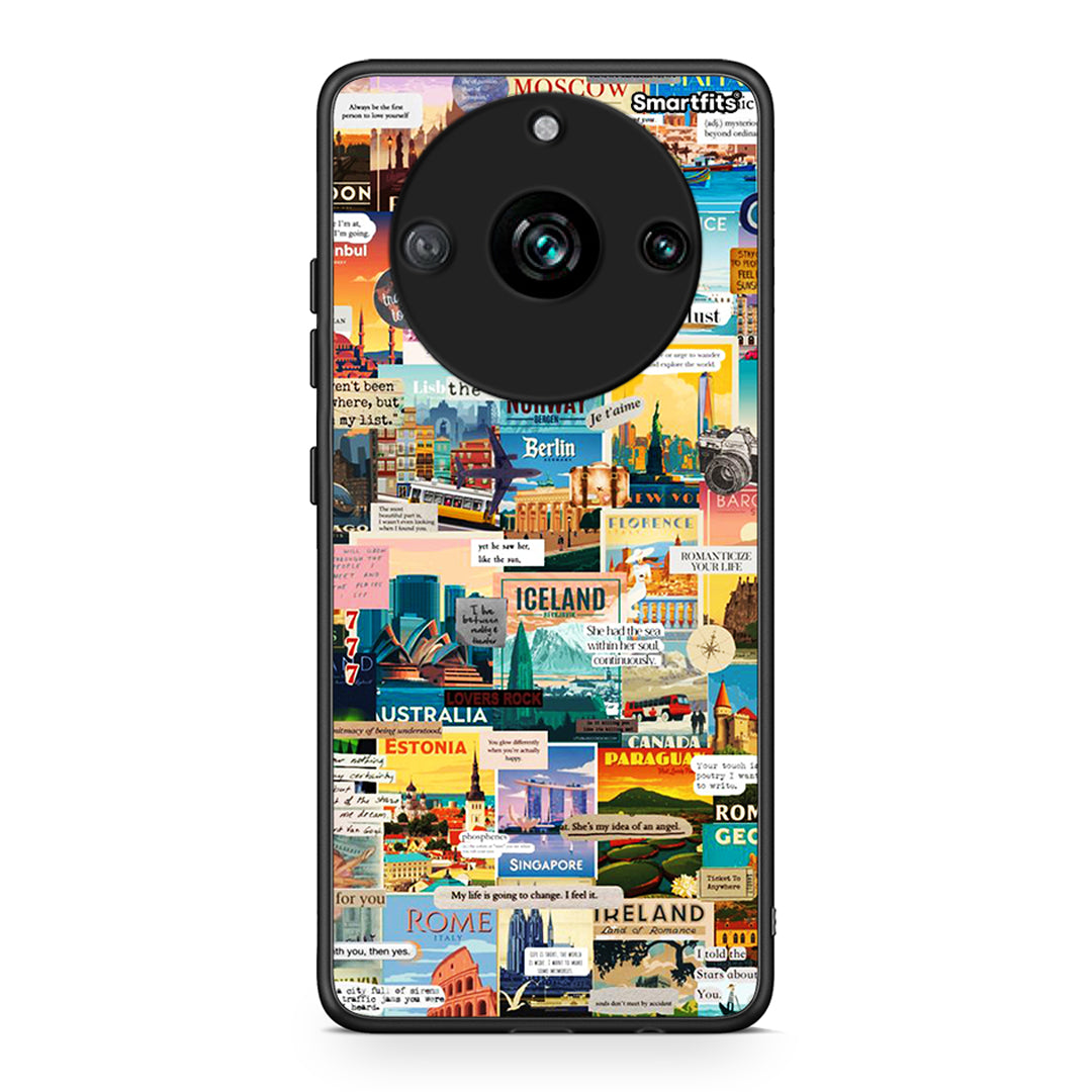 Realme 11 Pro Live To Travel θήκη από τη Smartfits με σχέδιο στο πίσω μέρος και μαύρο περίβλημα | Smartphone case with colorful back and black bezels by Smartfits