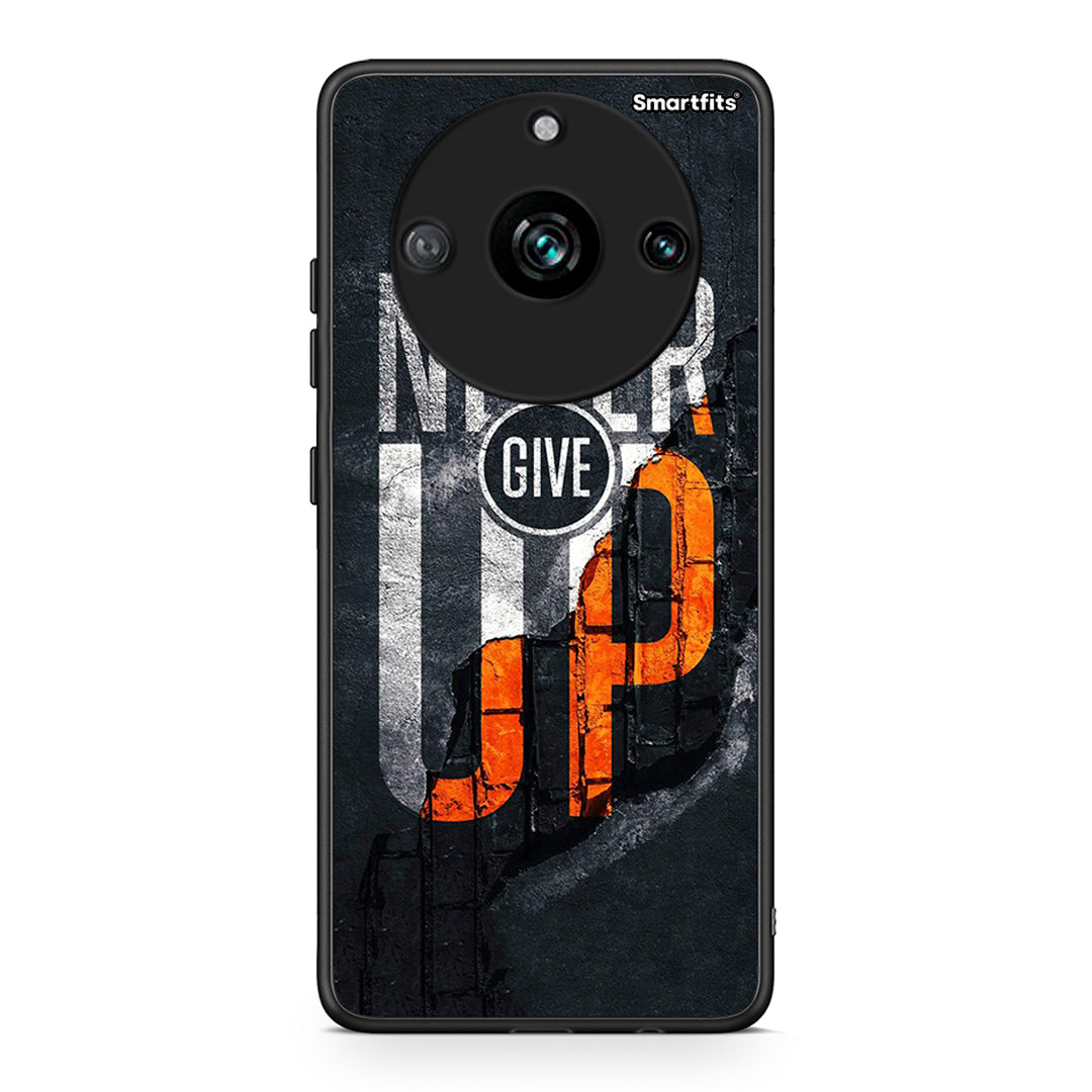 Realme 11 Pro Never Give Up Θήκη Αγίου Βαλεντίνου από τη Smartfits με σχέδιο στο πίσω μέρος και μαύρο περίβλημα | Smartphone case with colorful back and black bezels by Smartfits