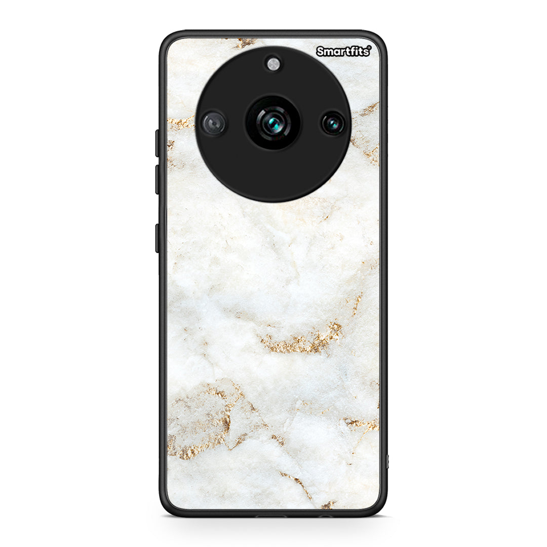 Realme 11 Pro White Gold Marble θήκη από τη Smartfits με σχέδιο στο πίσω μέρος και μαύρο περίβλημα | Smartphone case with colorful back and black bezels by Smartfits