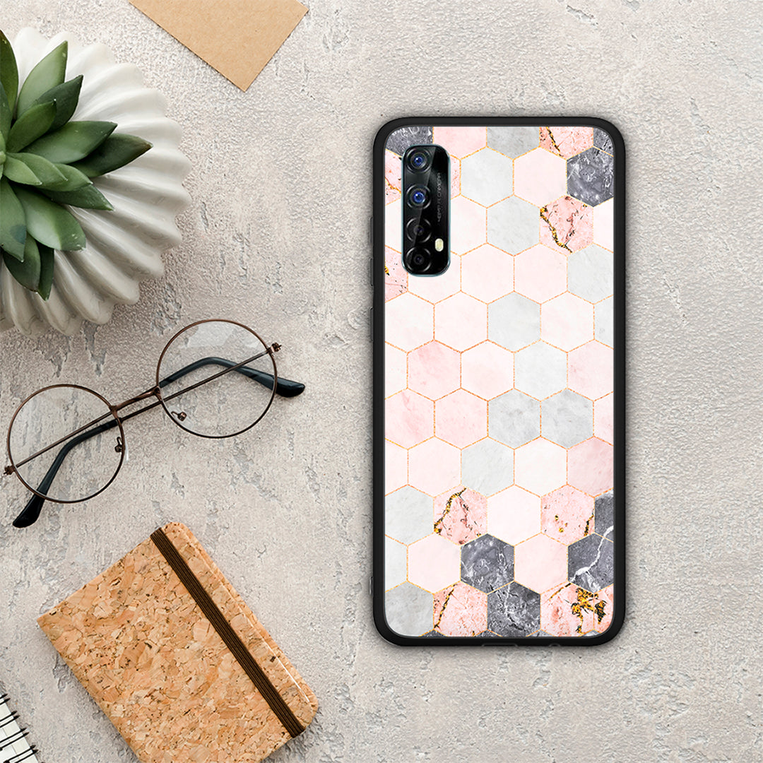 Marble Hexagon Pink - Realme 7 θήκη