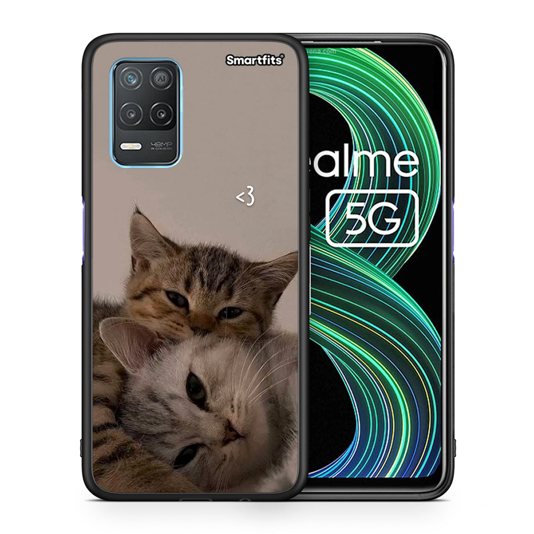 Θήκη Realme 8 5G Cats In Love από τη Smartfits με σχέδιο στο πίσω μέρος και μαύρο περίβλημα | Realme 8 5G Cats In Love case with colorful back and black bezels