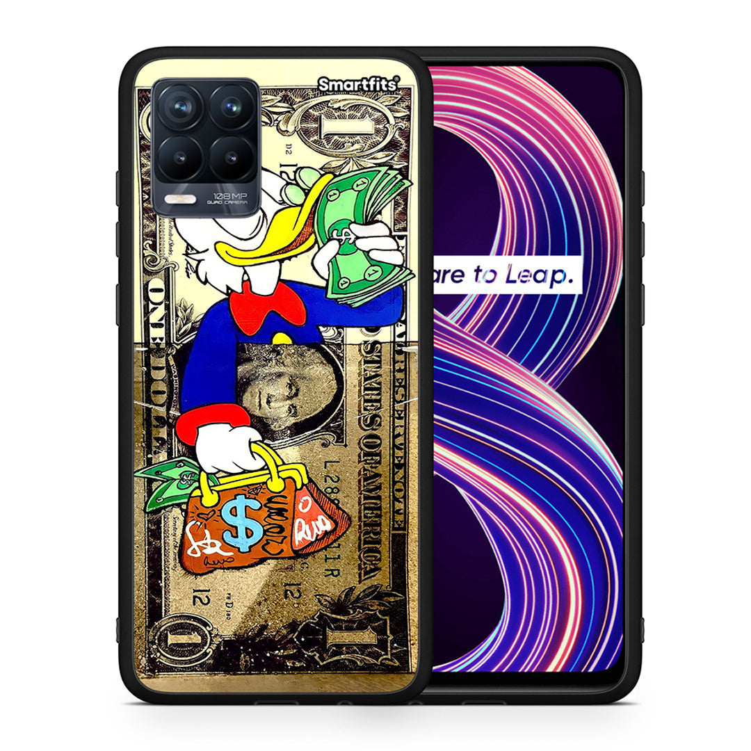 Θήκη Realme 8 / 8 Pro Duck Money από τη Smartfits με σχέδιο στο πίσω μέρος και μαύρο περίβλημα | Realme 8 / 8 Pro Duck Money case with colorful back and black bezels