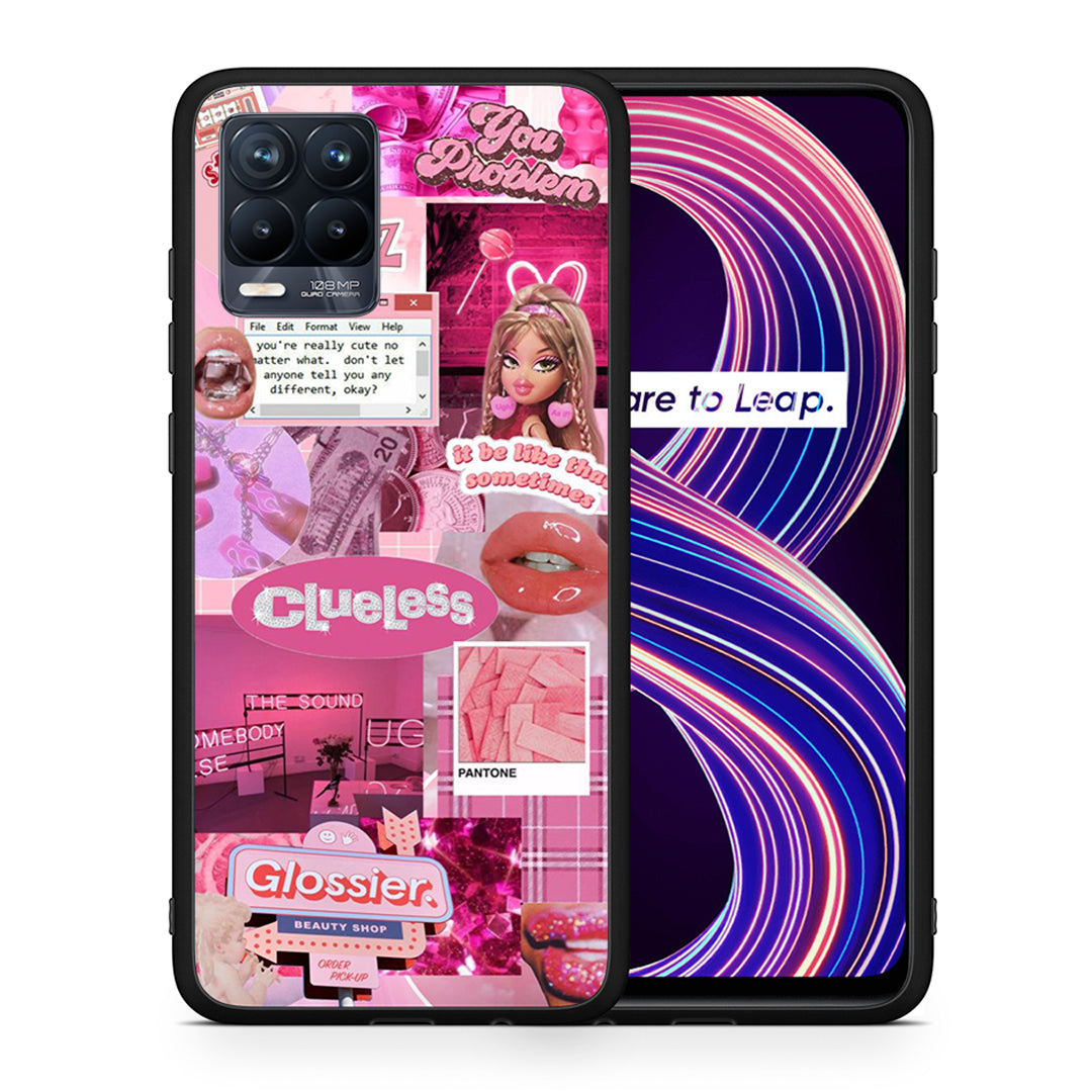 Θήκη Αγίου Βαλεντίνου Realme 8 / 8 Pro Pink Love από τη Smartfits με σχέδιο στο πίσω μέρος και μαύρο περίβλημα | Realme 8 / 8 Pro Pink Love case with colorful back and black bezels