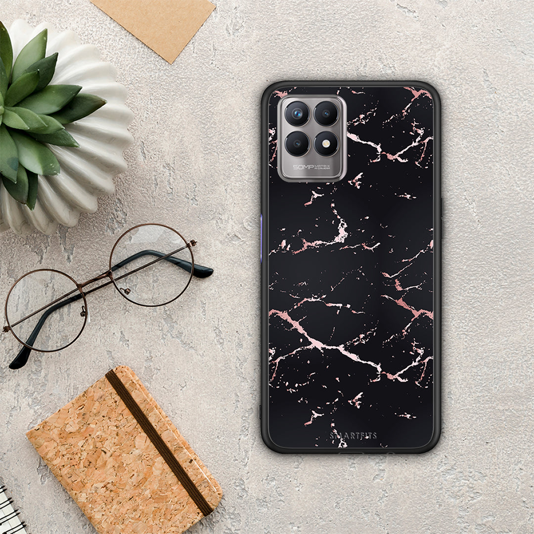 Marble Black Rosegold - Realme 8i θήκη