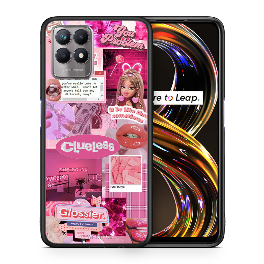Θήκη Αγίου Βαλεντίνου Realme 8i Pink Love από τη Smartfits με σχέδιο στο πίσω μέρος και μαύρο περίβλημα | Realme 8i Pink Love case with colorful back and black bezels