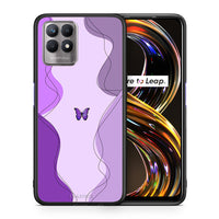 Thumbnail for Θήκη Αγίου Βαλεντίνου Realme 8i Purple Mariposa από τη Smartfits με σχέδιο στο πίσω μέρος και μαύρο περίβλημα | Realme 8i Purple Mariposa case with colorful back and black bezels