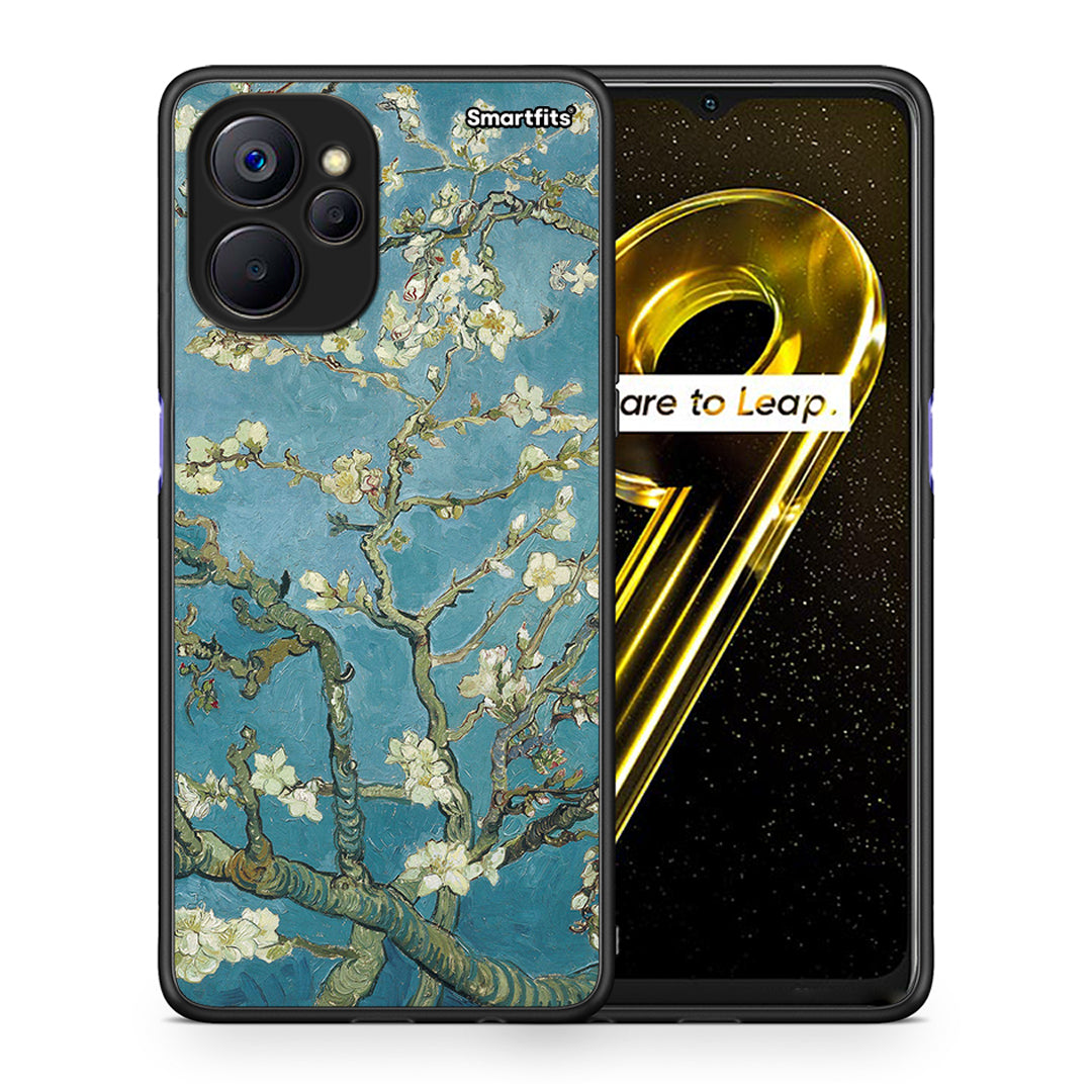 Θήκη Realme 9i 5G White Blossoms από τη Smartfits με σχέδιο στο πίσω μέρος και μαύρο περίβλημα | Realme 9i 5G White Blossoms case with colorful back and black bezels