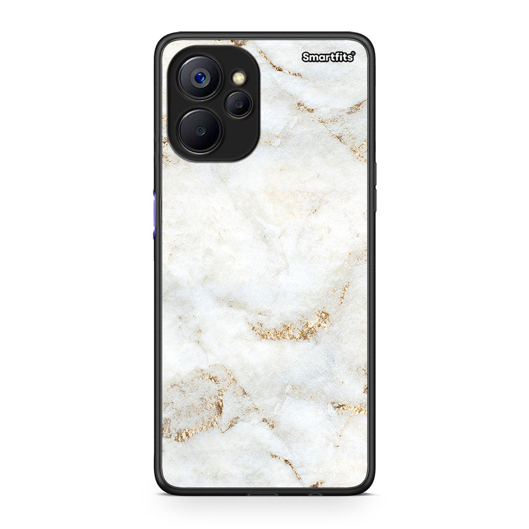 Realme 9i 5G White Gold Marble θήκη από τη Smartfits με σχέδιο στο πίσω μέρος και μαύρο περίβλημα | Smartphone case with colorful back and black bezels by Smartfits