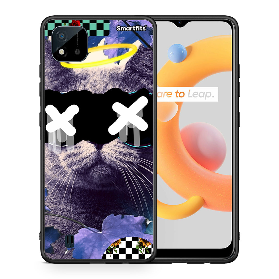 Θήκη Realme C11 2021 Cat Collage από τη Smartfits με σχέδιο στο πίσω μέρος και μαύρο περίβλημα | Realme C11 2021 Cat Collage case with colorful back and black bezels