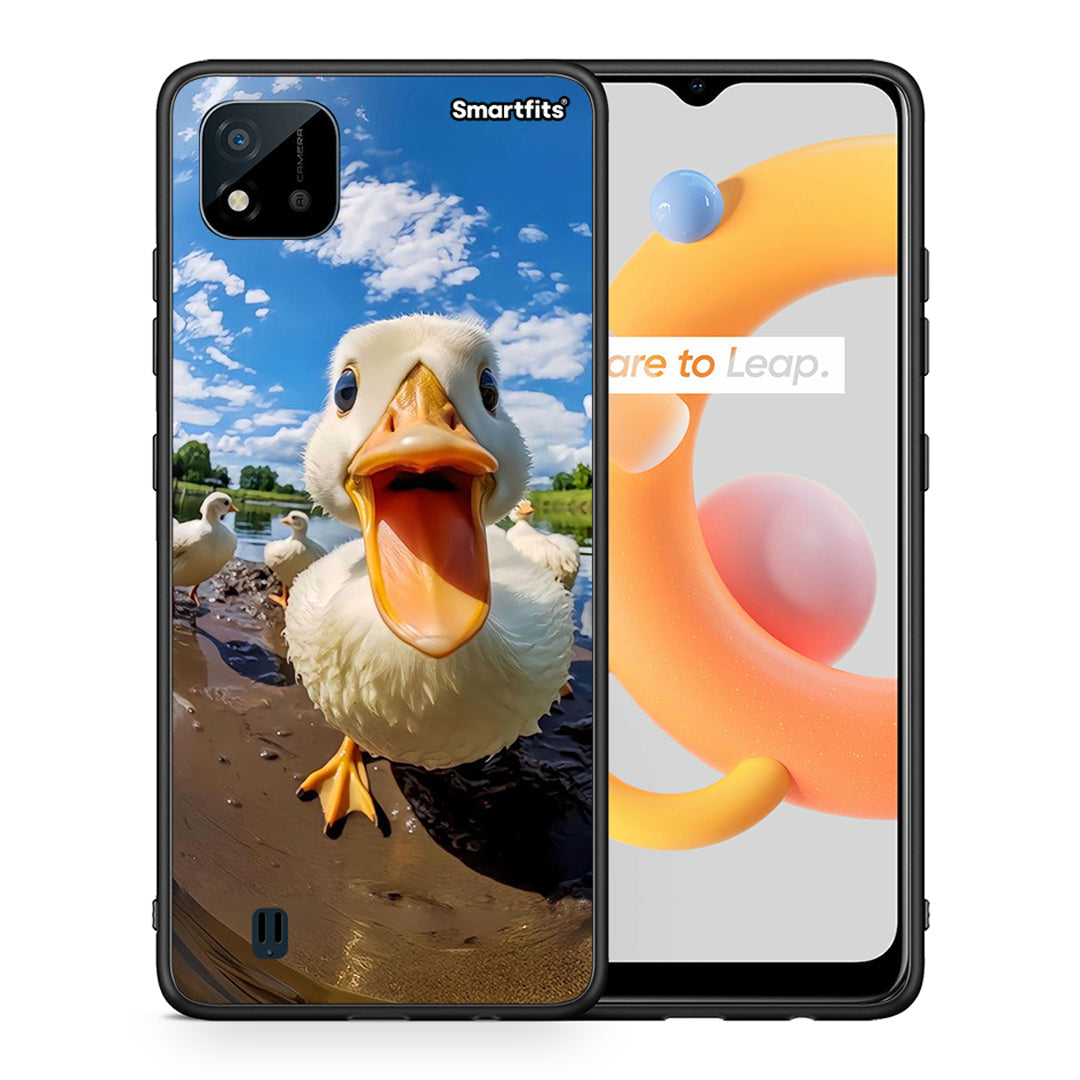 Θήκη Realme C11 2021 Duck Face από τη Smartfits με σχέδιο στο πίσω μέρος και μαύρο περίβλημα | Realme C11 2021 Duck Face case with colorful back and black bezels