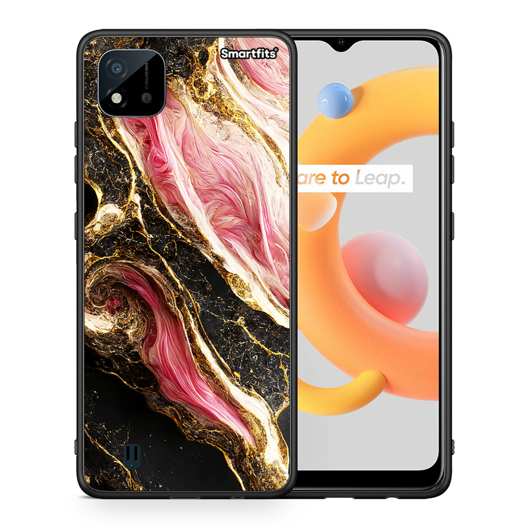 Θήκη Realme C11 2021 Glamorous Pink Marble από τη Smartfits με σχέδιο στο πίσω μέρος και μαύρο περίβλημα | Realme C11 2021 Glamorous Pink Marble case with colorful back and black bezels