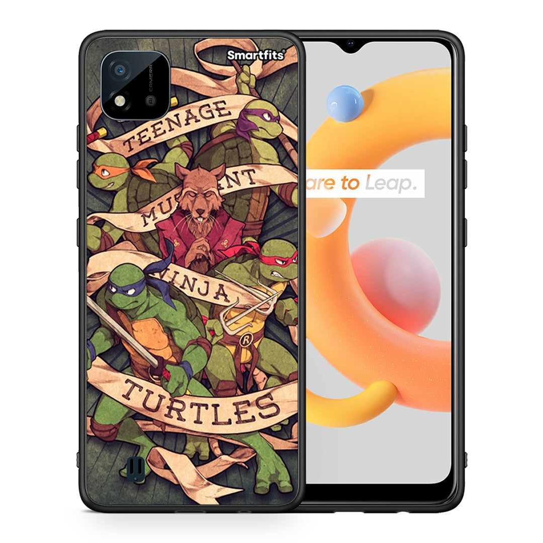 Θήκη Realme C11 2021 Ninja Turtles από τη Smartfits με σχέδιο στο πίσω μέρος και μαύρο περίβλημα | Realme C11 2021 Ninja Turtles case with colorful back and black bezels