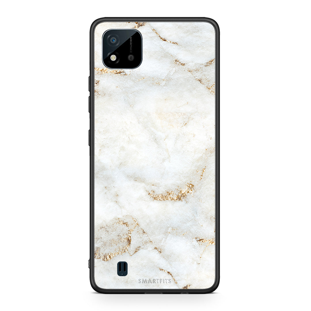 Realme C11 2021 White Gold Marble θήκη από τη Smartfits με σχέδιο στο πίσω μέρος και μαύρο περίβλημα | Smartphone case with colorful back and black bezels by Smartfits