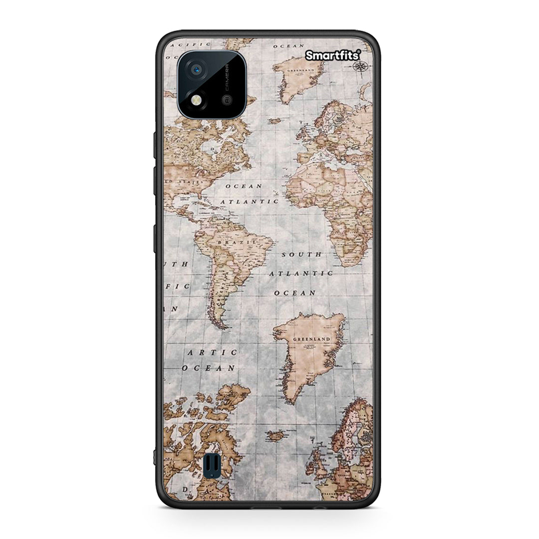 Realme C11 2021 World Map θήκη από τη Smartfits με σχέδιο στο πίσω μέρος και μαύρο περίβλημα | Smartphone case with colorful back and black bezels by Smartfits