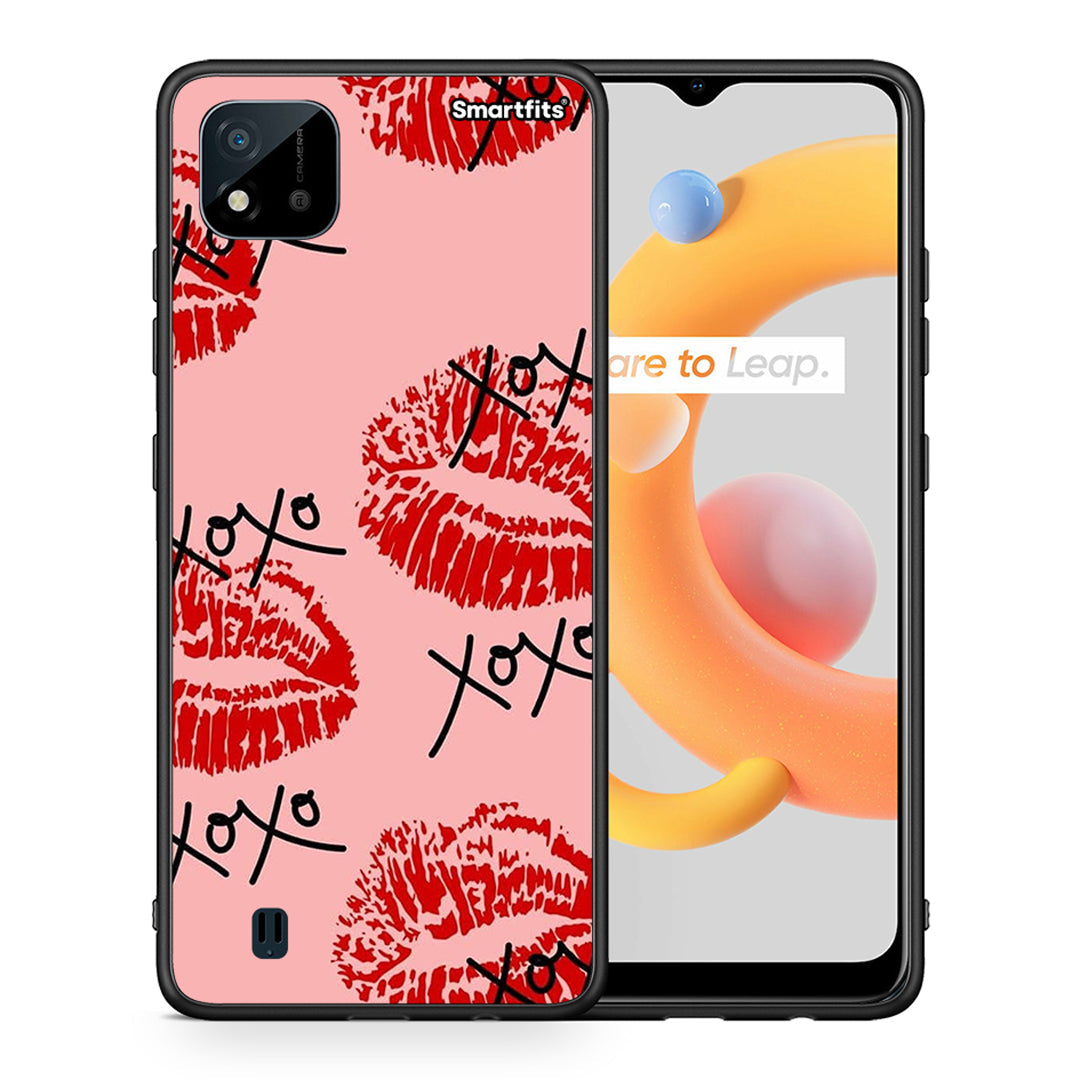 Θήκη Realme C11 2021 XOXO Lips από τη Smartfits με σχέδιο στο πίσω μέρος και μαύρο περίβλημα | Realme C11 2021 XOXO Lips case with colorful back and black bezels